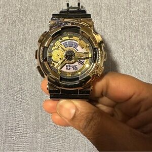 Gold and Black Digital Watch